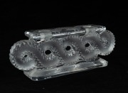 LALIQUE&nbsp;French frosted art&nbsp;glass candelabra, engraved "Lalique, France", 8.5cm high, 23cm wide