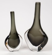 ORREFORS two Swedish art glass stem vases, designed by NILS LANDBERG, circa 1960, engraved "Orrefors", 24cm and 19.5cm high