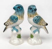 CROWN NAPLES pair of antique Italian porcelain bird statues, 19th century, blue factory mark to bases, 12cm high&nbsp;