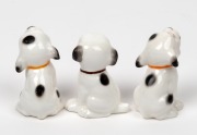 GRAFTON CHINA "Swain's Tuddy" group of three miniature porcelain dog statues, factory mark to bases, 5cm high - 2