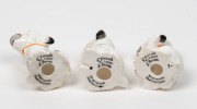 GRAFTON CHINA "Swain's Tuddy" group of three miniature porcelain dog statues, factory mark to bases, 5cm high - 3