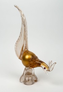 A Murano glass bird statue with gold inclusions, ​​​​​​​39cm high