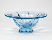WHITEFRIARS blue art glass bowl, 12cm high. 26cm wide