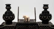 An Anglo-Ceylonese antique ebony and ivory desk compendium with fitted writing slope drawer and adorned with elephant carving, 19th century, ​​​​​​​33cm high, 39cm wide, 31cm deep - 5