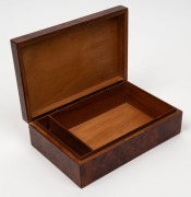 An antique French amboyna humidor, 19th/20th century, stamped "LENOIR 14 Rue ROYALE", ​​​​​​​7cm high, 23cm wide, 16cm deep - 2