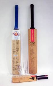 1978 VICTORIA v ENGLAND, Robert Menzies Memorial Match, full size "Gray-Nicolls" Cricket Bat signed by both teams and umpires; also "A History of The Ashes, Cricketing Greats 1945-1995" Cricket Bat with 50 facsimile autographs; signed miniature cricket ba