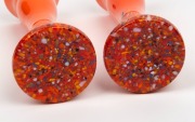 TANGO pair of orange Bohemian art glass vases, circa 1920s, 23.5cm high - 2