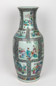 An antique Chinese famille verte export ware vase, 19th century, 58cm high