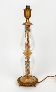A Murano glass table lamp base with applied floral decoration, bearing original paper label "S. BUZZETTI", ​​​​​​​51cm high