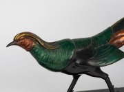 An Art Deco cast bronze pheasant statue with cold painted finish, on black slate and onyx base, signed "LIMOUSIN", circa 1925, ​​​​​​​33cm high, 84cm long, 15cm deep - 3