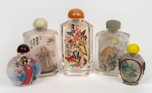 Five assorted Chinese glass scent bottles, 20th century, the largest 10cm high