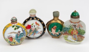 Four assorted Chinese scent bottles including enamel, porcelain and glass examples, 19th/20th century, ​​​​​​​the largest 9cm high