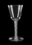An antique English wine glass with double air twist stem, 18th century, ​​​​​​​15cm high