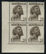 1952 (SG.253) 2/6 Aborigine, No Imprint lower left corner blk.(4); superb MUH. BW:265zd.