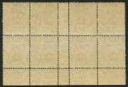 Postage Dues: Postage Dues: 1931-36 (SG.D100) 1d carmine & yellow-green, Ash Imprint blk.(8), N over A with varieties "Broken left frame of value tablet" [RP9/1] and "Left frame of value tablet buckled" [RP10/1], MUH. - 2