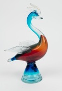 A Venetian blue and amber glass bird statue, bearing original foil label "San Marco, Genuine Hand-Made Venetian Glass, Murano, Italy", 29.5cm high - 2