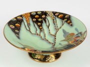 CARLTON WARE "Devils Copse" English Art Deco green porcelain bowl, circa 1930, black factory mark to base, 5cm high, 18cm diameter