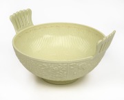 An antique English pressed glass fruit bowl, late 19th century, bearing diamond registration mark to base, ​​​​​​​12cm high, 22.5cm wide