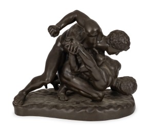 "The Wrestlers" cast electrotype bronze sculpture, after the ancient original, 19th century, 39cm high