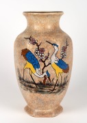 DEBOIS Belgium ceramic vase with enamel bird decoration, signed "A. DEBOIS", ​​​​​​​37cm high
