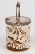 ROYAL WORCESTER antique English porcelain biscuit barrel with silver plated mount, adorned with Aesthetic Movement decoration in the Japanese style, 19th century, factory mark to base, ​​​​​​​22cm high overall - 2