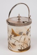 ROYAL WORCESTER antique English porcelain biscuit barrel with silver plated mount, adorned with Aesthetic Movement decoration in the Japanese style, 19th century, factory mark to base, ​​​​​​​22cm high overall - 3