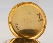 An antique English 18ct gold cased pocket watch with attractively engraved dial and Roman numerals, 19th century, 6.6cm high overall, 88 grams total including movement - 3