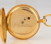 An antique English 18ct gold cased pocket watch with attractively engraved dial and Roman numerals, 19th century, 6.6cm high overall, 88 grams total including movement - 4