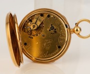 An antique English 18ct gold cased pocket watch with attractively engraved dial and Roman numerals, 19th century, 6.6cm high overall, 88 grams total including movement - 5