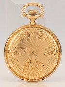 WALTHAM antique American 14ct gold full hunter cased pocket watch with white enamel dial, seconds subsidiary dial, and Roman numerals, 19th century, 6.8cm high overall, 92 grams total including movement - 2