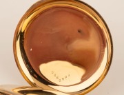 WALTHAM antique American 14ct gold full hunter cased pocket watch with white enamel dial, seconds subsidiary dial, and Roman numerals, 19th century, 6.8cm high overall, 92 grams total including movement - 3