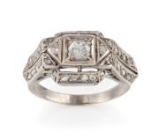 An Art Deco 18ct white gold and white diamond ring, circa 1930s, ​​​​​​​3.5 grams - 2