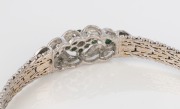 An Art Deco 18ct white gold and emerald bracelet, 20th century, stamped "750", maker's marks illegible, 23.5 grams - 3