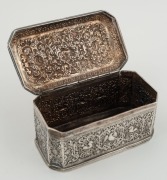 An antique Burmese silver betel box with ornate chased and repousse decoration, 19th/20th century, 8cm high, 15cm wide, 8.5cm deep, 430 grams - 3