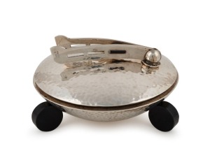 An Austrian silver and rosewood Art Deco dressing table powder box, circa 1925, 15cm diameter