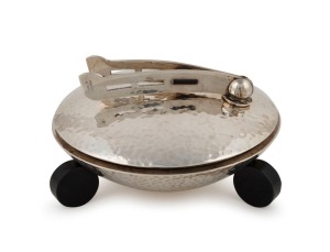 An Austrian silver and rosewood Art Deco dressing table powder box, circa 1925, ​​​​​​​15cm diameter