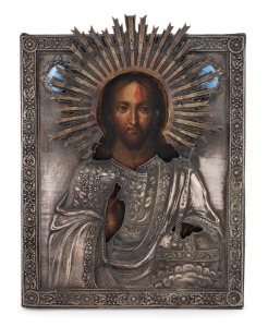 An antique Russian silver icon, with Moscow city mark and dated, 1836, ​​​​​​​19.5 x 15cm