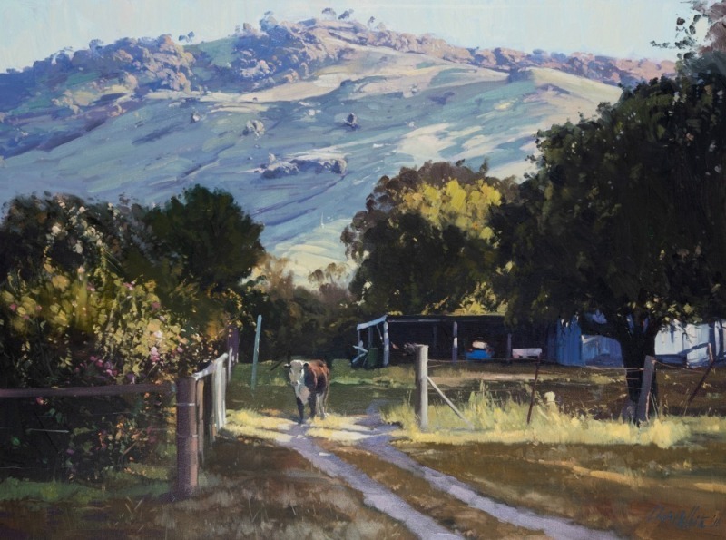 CHRIS WHITE (Australia), Early Morning Walwa, oil on canvas, signed lower right "Chris White, '16", ​​​​​​​76 x 101cm, 100 x 124cm overall