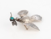 An antique silver and turquoise dove brooch, mid 19th century, ​​​​​​​4.5cm wide - 2