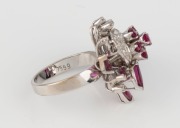 A vintage 18ct white gold, diamond and ruby cocktail ring, 20th century, stamped "750", ​​​​​​​6.9 grams - 3