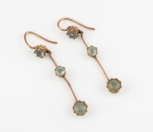 A pair of antique 9ct gold and peridot earrings, early 20th century, ​​​​​​​4cm high,