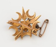 An antique 15ct yellow gold, seed pearl and turquoise star brooch, 19th century, stamped "15ct", ​​​​​​​3cm wide, 5.9 grams - 2