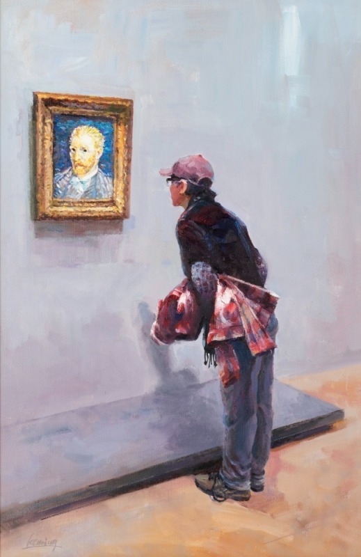 KEMING SHEN, Hello Vincent, oil on canvas board, signed lower left "Keming", 59 x 38cm, 76 x 56cm overall