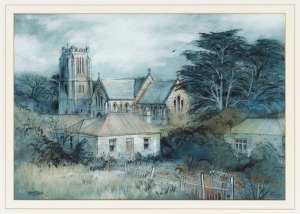 KENNETH JACK (1924-2006), Church, Port Fairy, Victoria, watercolour and felt tip pen, signed lower left "Kenneth Jack, '98", 28 x 40cm, 60 x 73cm overall