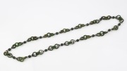 An antique Chinese jade and silver necklace, early 20th century, ​​​​​​​71cm long - 2