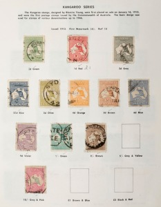 1913 - 73 collection in Seven Seas album pages; noted 1st wmk 10/- Used, 10/- Third and CofA wmks U, useful KGV heads mainly U, 3d Kooka M/Sheet M (thin), 1930s commems in mixed condition, Robes U, Navs to Ј1 M or U, extensive decimal period incl. Xmas blk.25, mainly M. Mixed condition throughout.