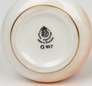 ROYAL WORCESTER English porcelain vase with hand-painted fruit decoration, signed "Robuck", black factory mark to base, 8cm high - 3