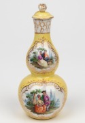 MEISSEN&nbsp;antique German porcelain gourd shape lidded vinegar bottle on yellow ground, 19th century, Augustus Rex blue mark to base, 14.5cm high - 2