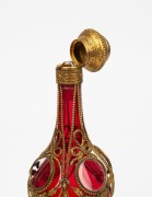 An antique French ruby glass decanter in ornate gilt metal mounts, 19th century, ​​​​​​​25cm high - 3