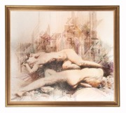 CHARLES BILLICH&nbsp;(1934 - ), I.) untitled nudes, II.) untitled nudes, mixed media&nbsp;on canvas, both signed "Billich", 105 x 120cm each,&nbsp;the larger 120 x 134cm overall - 2